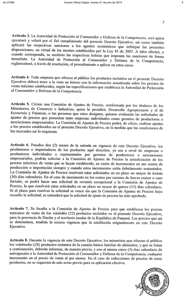 Panamá decreto 3